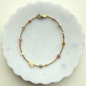 Bransoletka na kostkę ze szklanych koralików  ELA